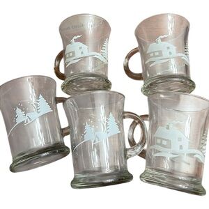 Anchor Hocking Winter Scene Glass Mugs